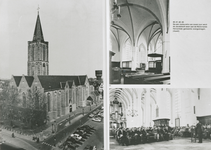 863795 Collage van 3 foto's betreffende de afronding van de grote restauratie van de Jacobikerk (Jacobskerkhof) te ...